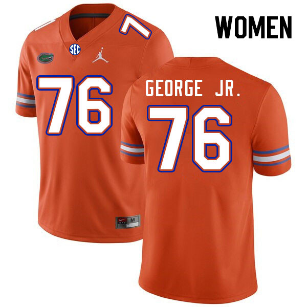Women #76 Damieon George Jr. Florida Gators College Football Jerseys Stitched-Orange